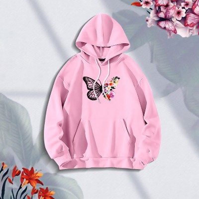 Premium Comfortable (Butterflies & Flowers) Ladies winter hoodie